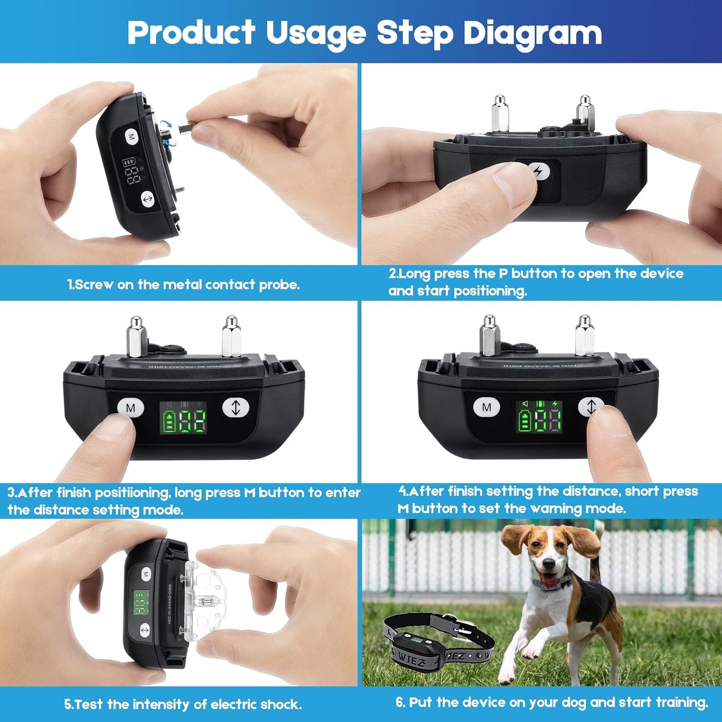 Valla inalámbrica GPS para perros exterior rango 65-3281 pies