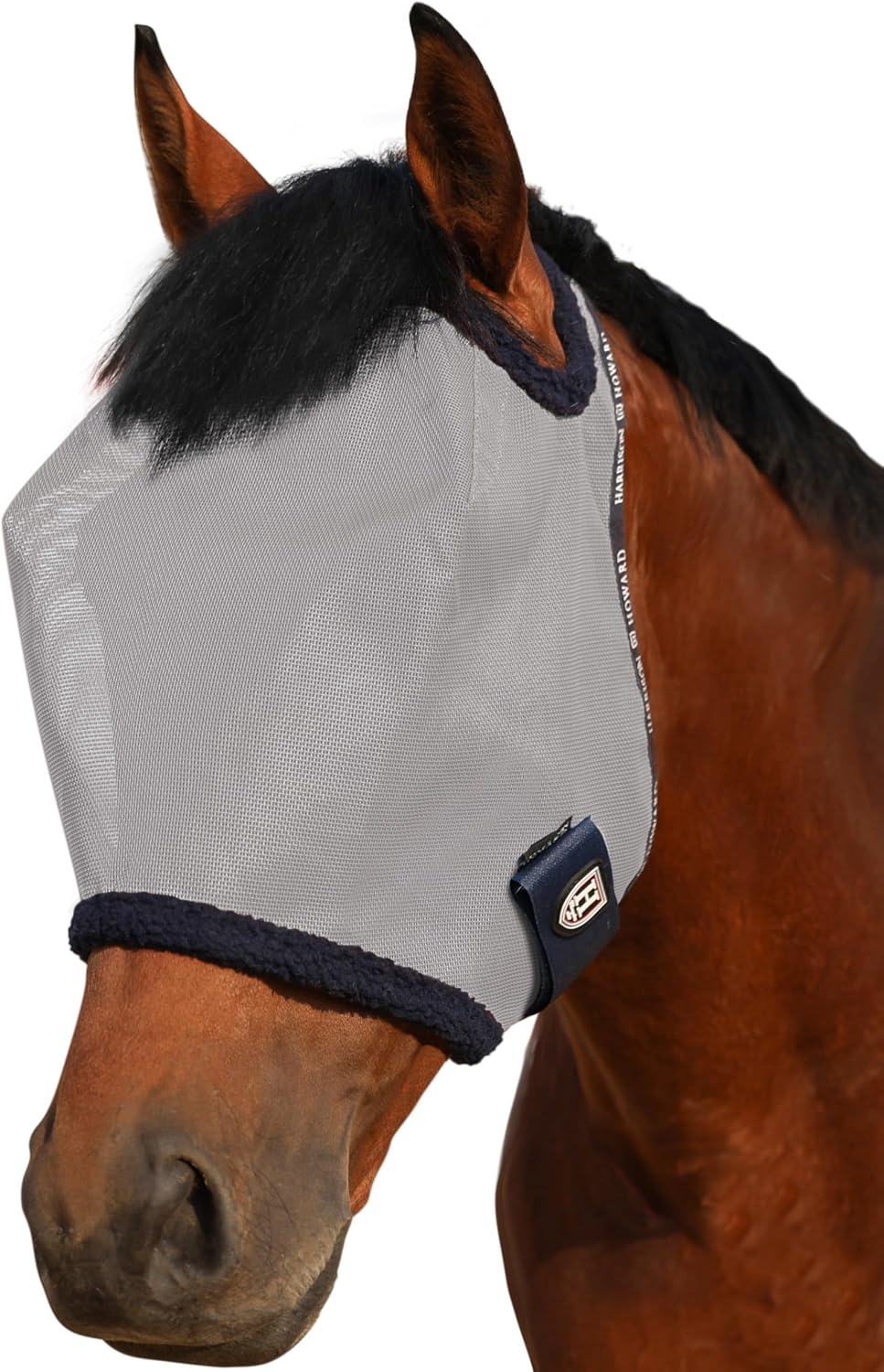 Máscara malla redonda para mosca caballo UV acolchado gris XL