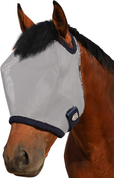 Máscara malla redonda para mosca caballo UV acolchado gris XL