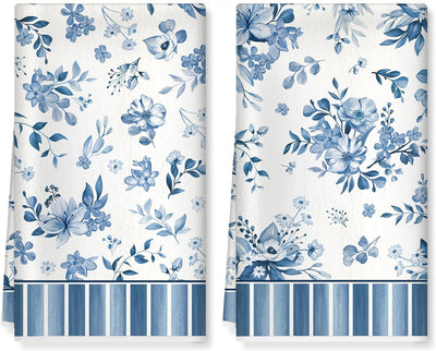 Toallas de cocina con flores acuarela algodón suave 16.5 x 27.5 pulgadas