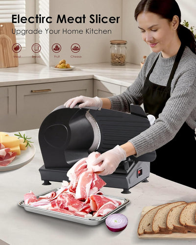 Máquina cortadora de carne doméstica con hoja de acero inoxidable negro