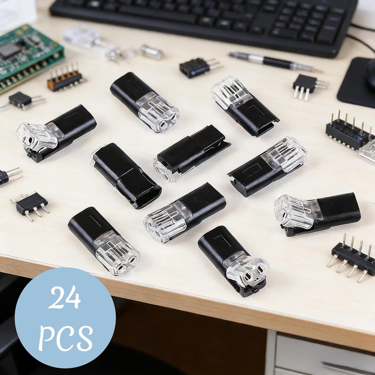 24 Conectores Tira Luz LED 2 Pines Con Hebilla Bloqueo