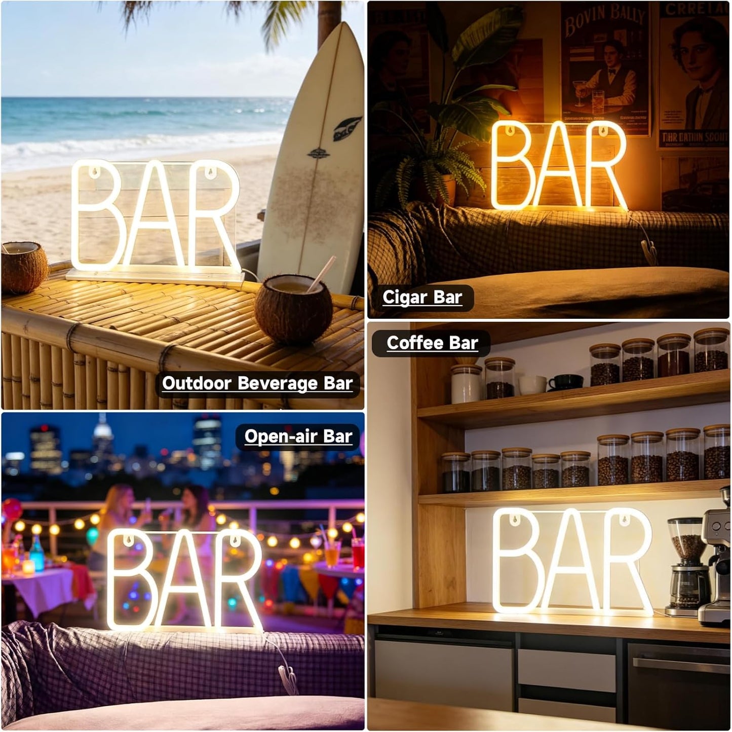 Letrero neón colgante con luces USB para bar cafetería