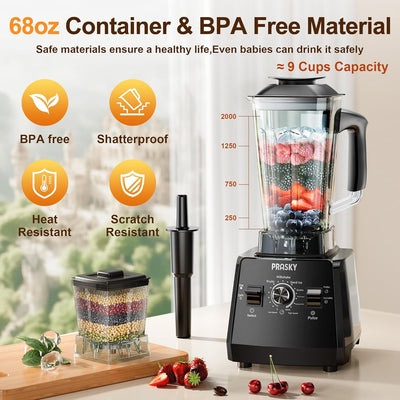 Batidora y molinillo sin BPA 68 oz 25000 rpm potente cocina negro