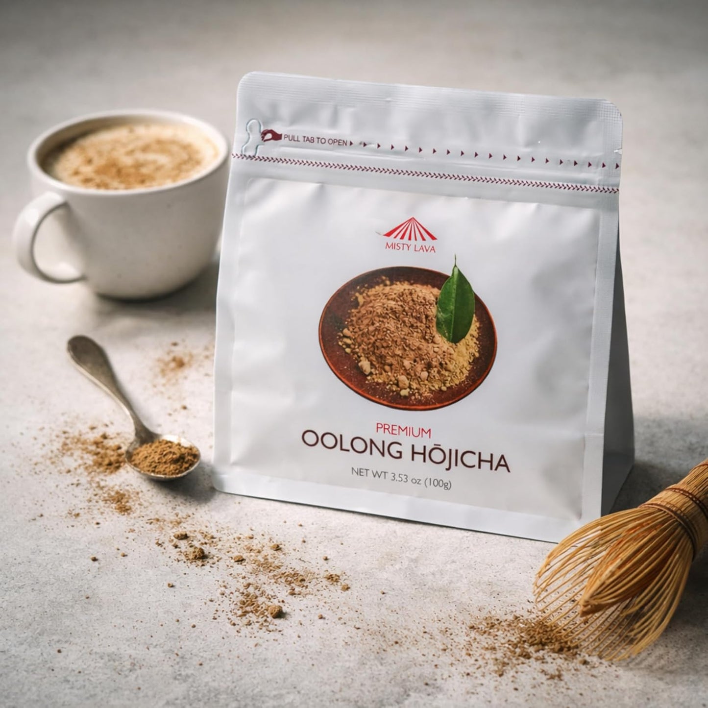 Polvo de hojicha oolong tostado y suave sin BPA 100g