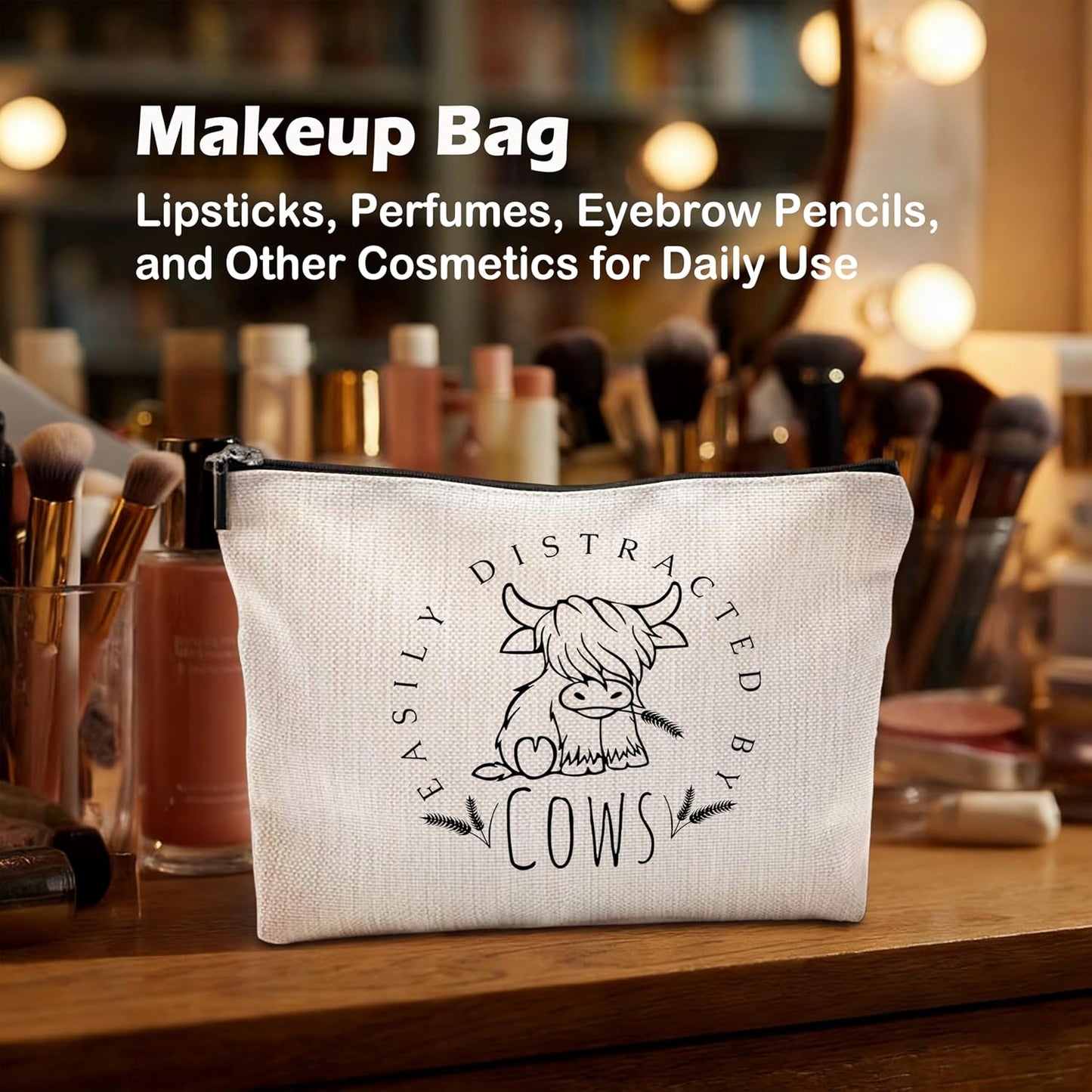 Bolsa maquillaje gato vaca perro