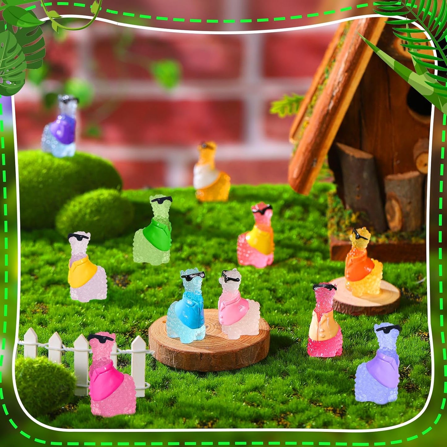 50 Pzas Figuritas Alpaca Resina Luminosas Decoración Jardín
