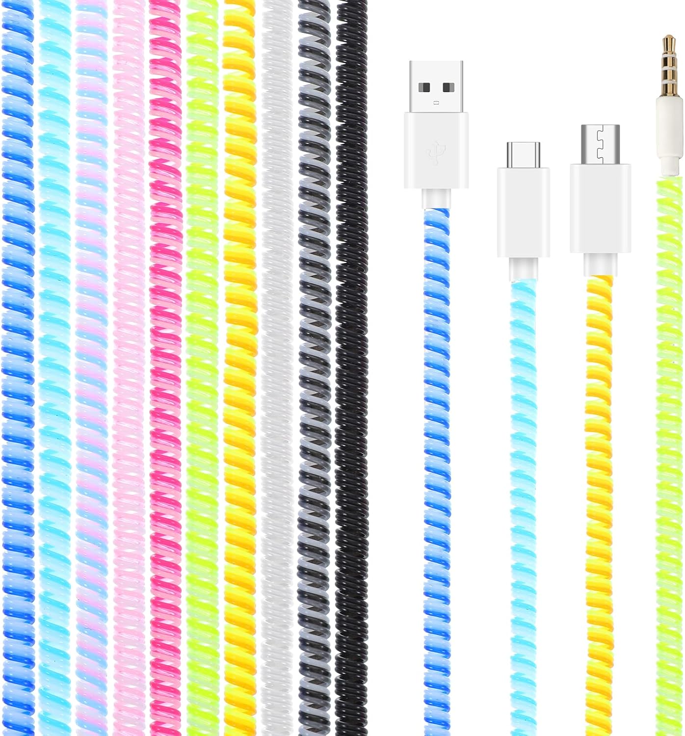 10 Protectores Cables Espiral Multicolor para Mascotas