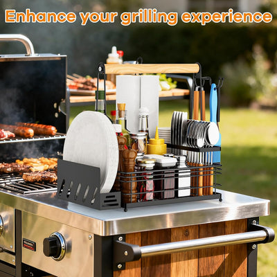Organiz. parrilla con soporte toallas y utensilios para picnic