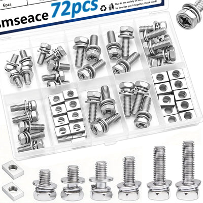 Set 72 pernos acero inox M5x10-14 y M6x16-18 para ATV