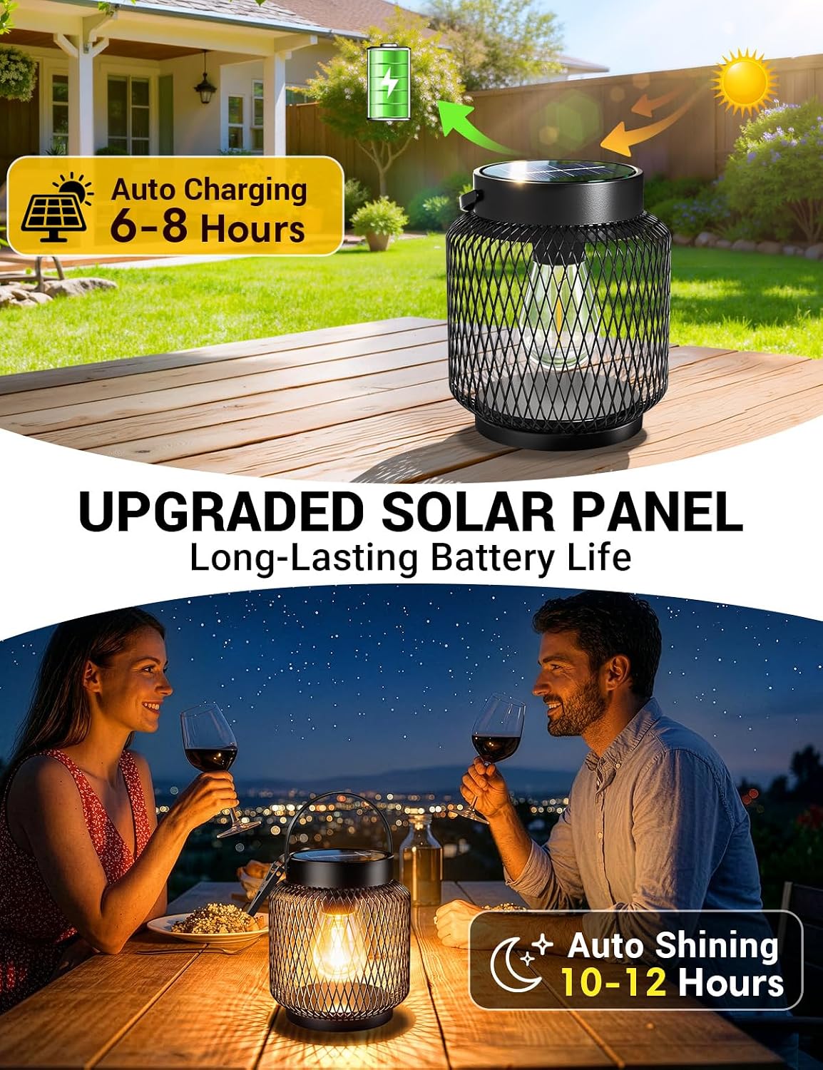 Set 2 Linternas Solares Impermeables para Exterior