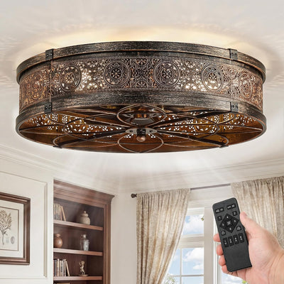 Ventilador techo enjaulado 20pulg luz control remoto estilo victoriano