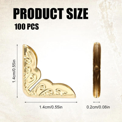 100 Protectores Esquina Libro Metal Hierro Tapa Blanda Oro