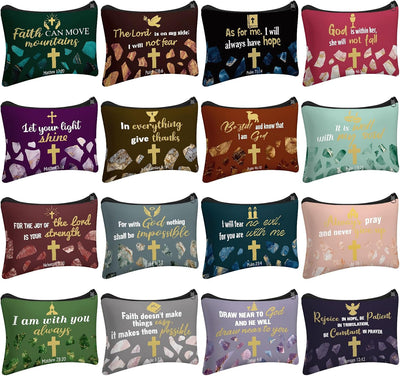 16 Bolsas Maquillaje Lona San Valentín Versículo Bíblico