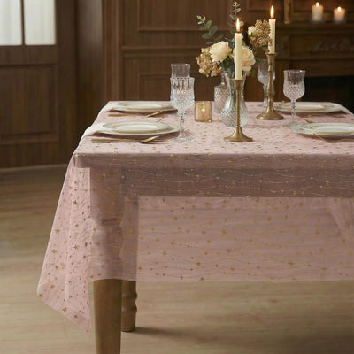 Mantel de gasa con estrellas brillantes rosas 60 x 84 pulgadas rectangular