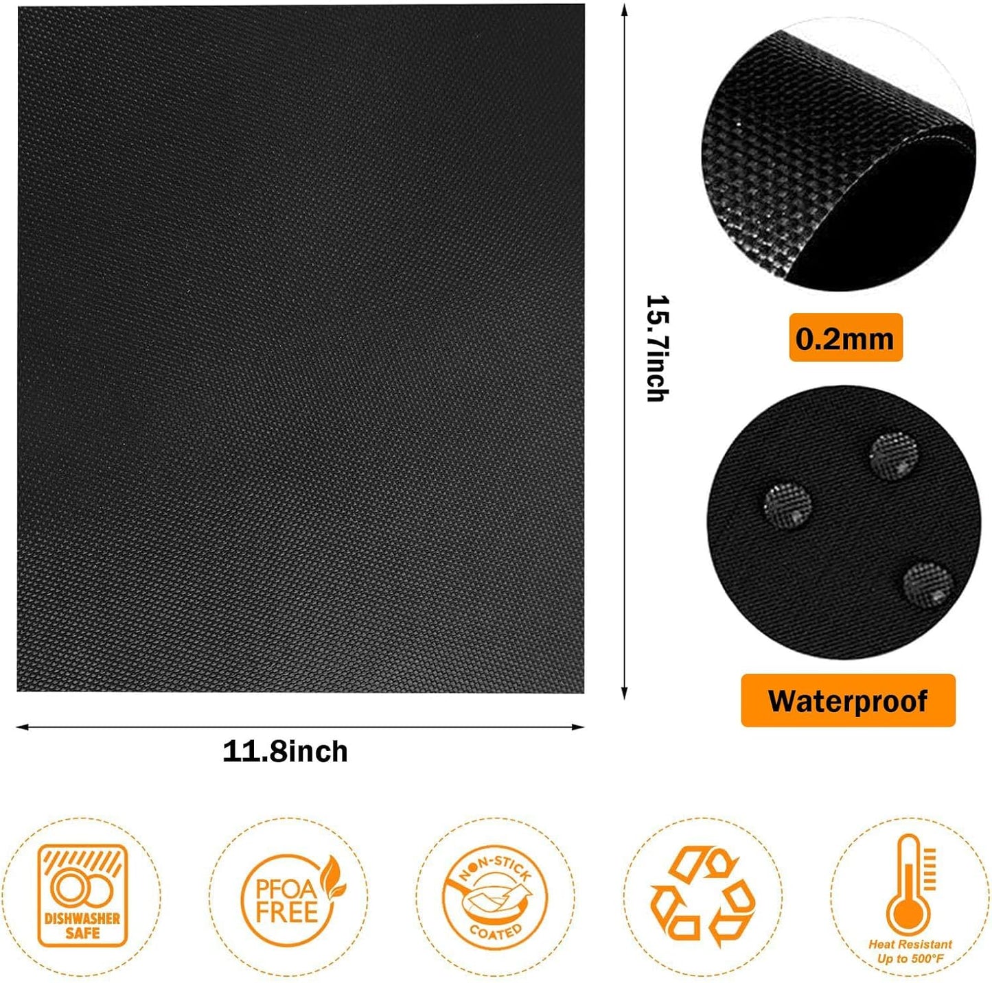 Set 6 Alfombrillas Parrilla 15.7x11.8pulg Negro