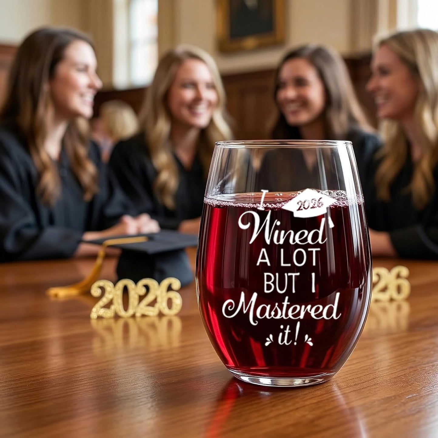 Vaso de vino para graduada mujer 2026 con caja regalo