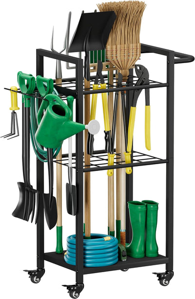 Organizador herramientas jardín con ruedas 3 niveles
