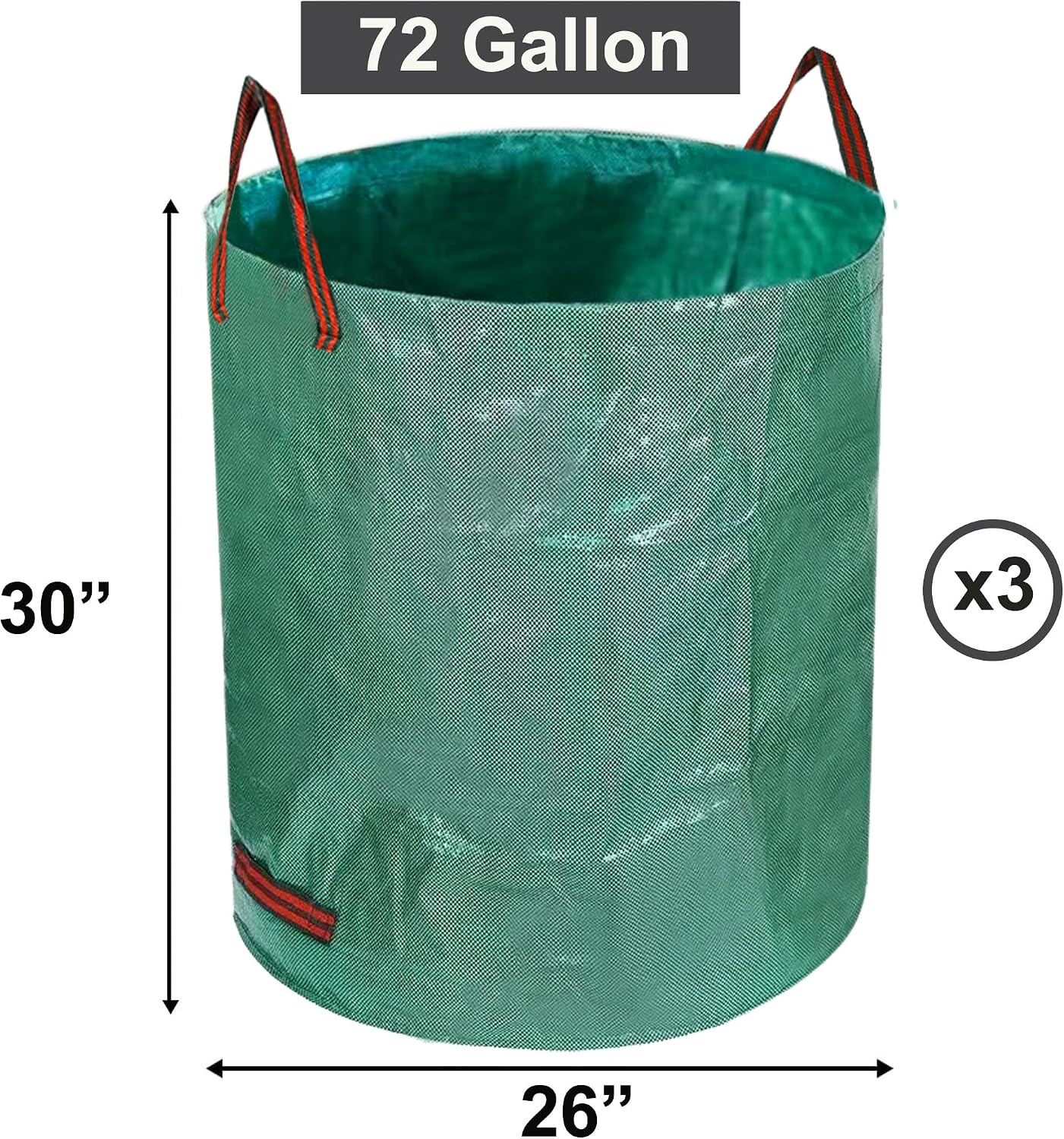 Bolsa basura jardín 72gal reutilizable con asas 3 pzas