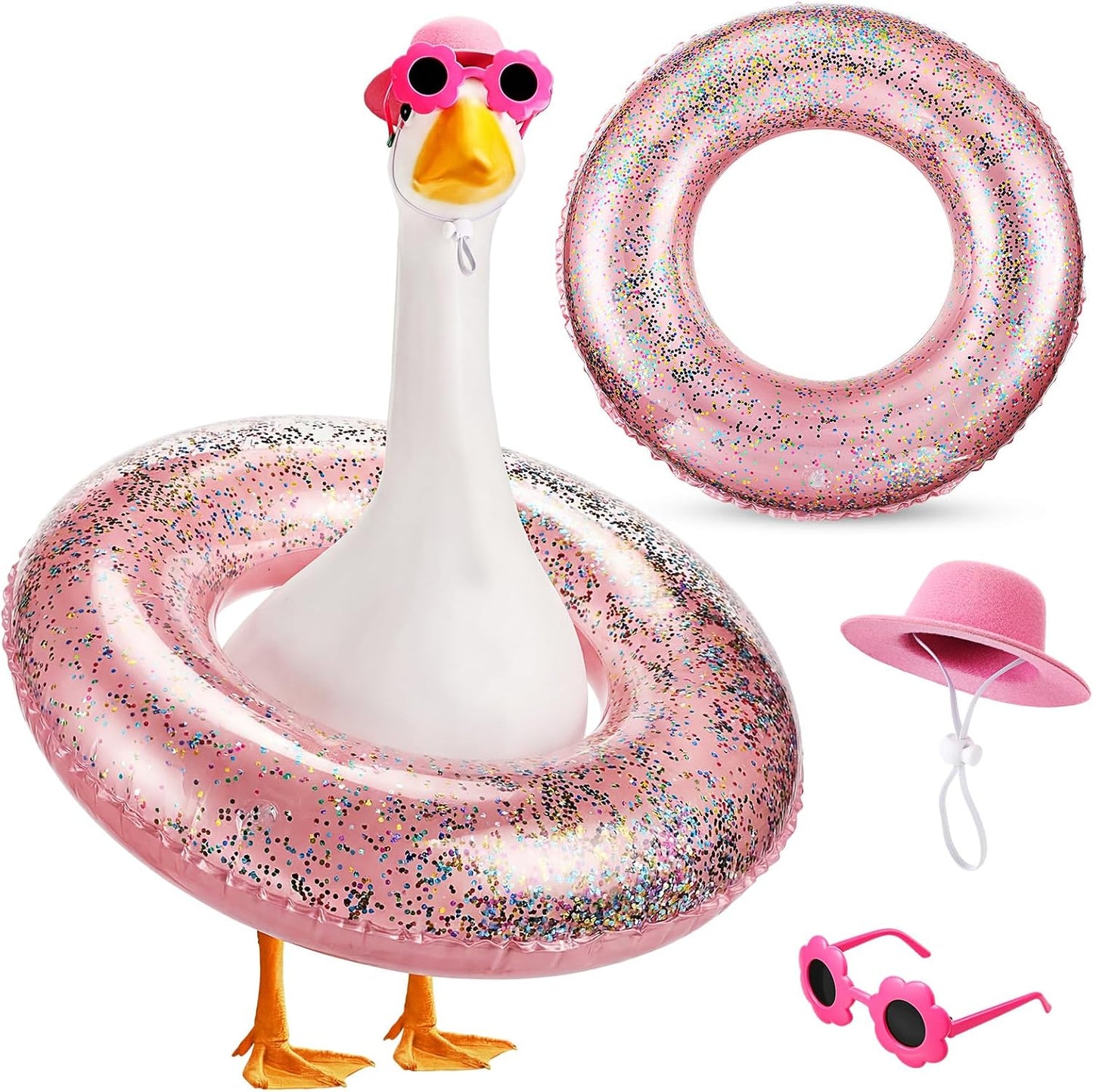 Traje ganso verano con sombrero gafas lentejuelas