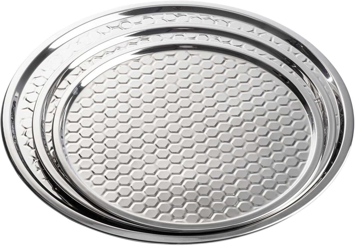 Bandeja redonda acero inox patrón panal 16x16pulg