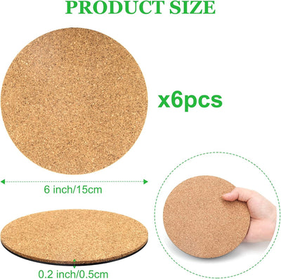 6 Posavasos Corcho Redondos 6pulg para Jardín y Manualidades