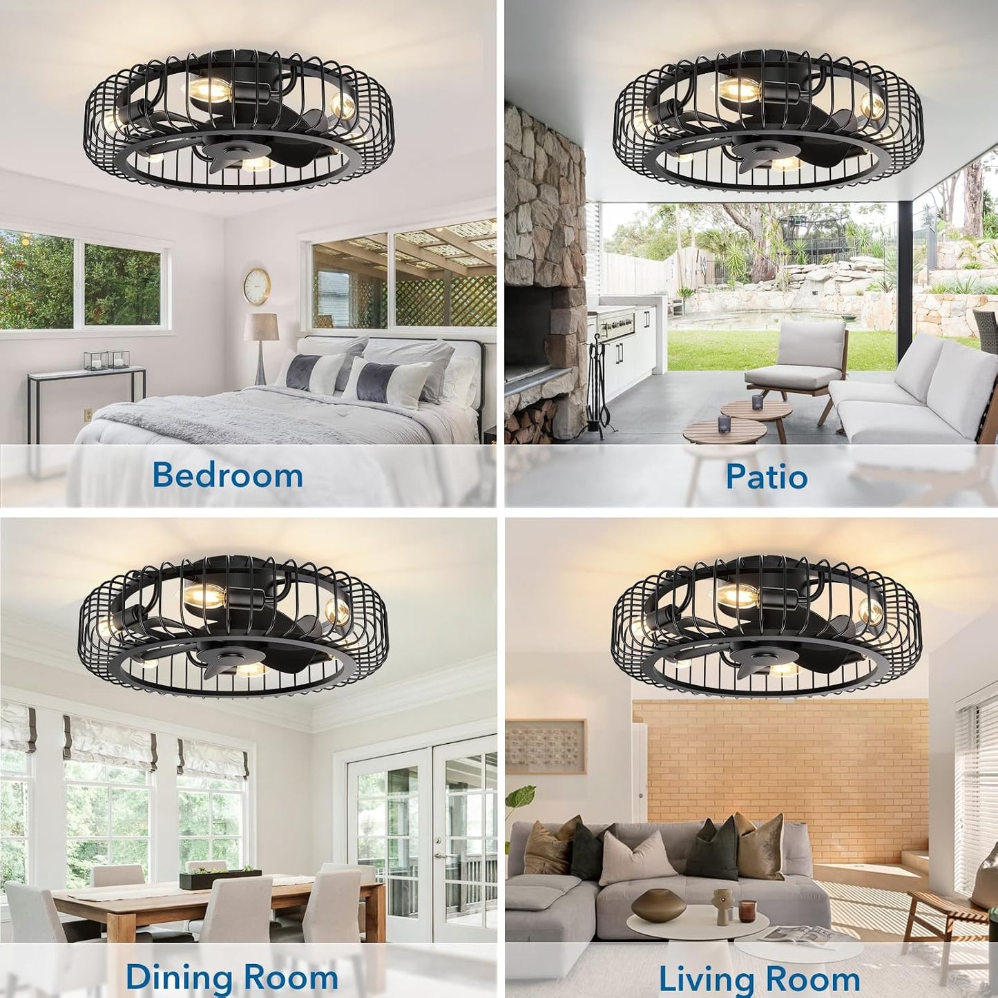 Ventilador techo 20pulg con 6 luces control remoto