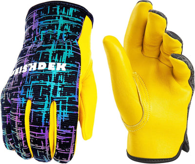 Guantes cuero genuino para niños jardinería transpirables