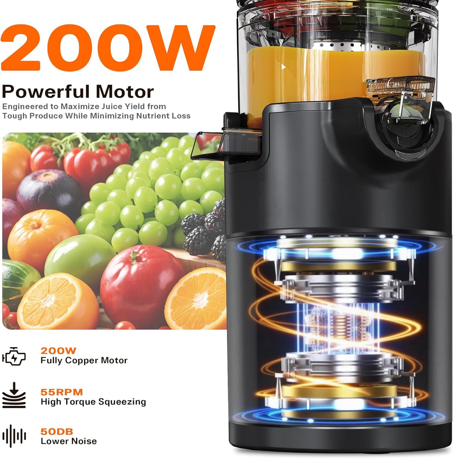 Extractor Jugos Alimenta 4.3pulg Alto Rendimiento