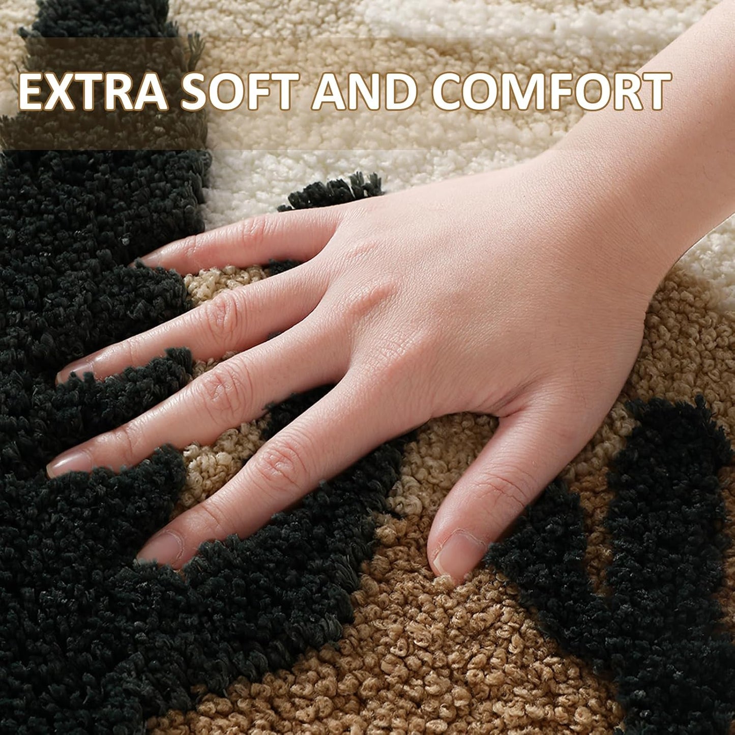 Tapete inodoro forma U microfibra antideslizante marrón beige