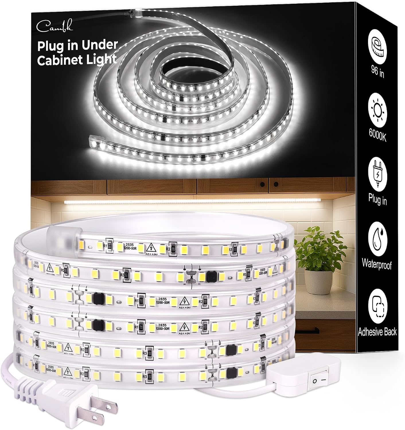 Tira iluminación LED cocina 96pulg 6000K blanco delgado