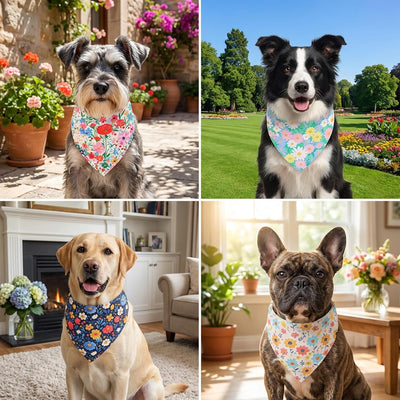 4 Bandanas Florales para Perros Medianos y Grandes