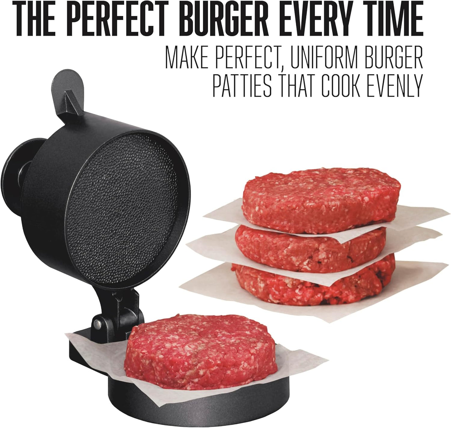 Prensa hamburguesas antiadherente con eyector torta gris