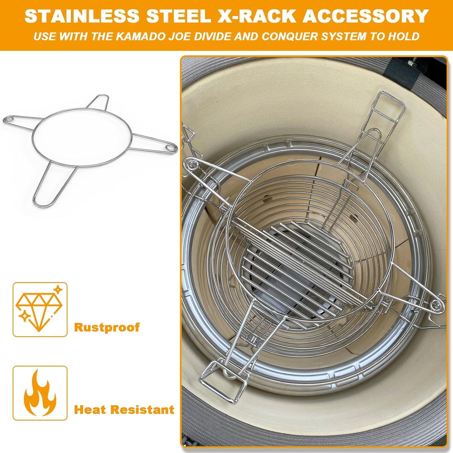 Rejilla para Kamado Joe KJ-XR Sistema Divide and Conquer