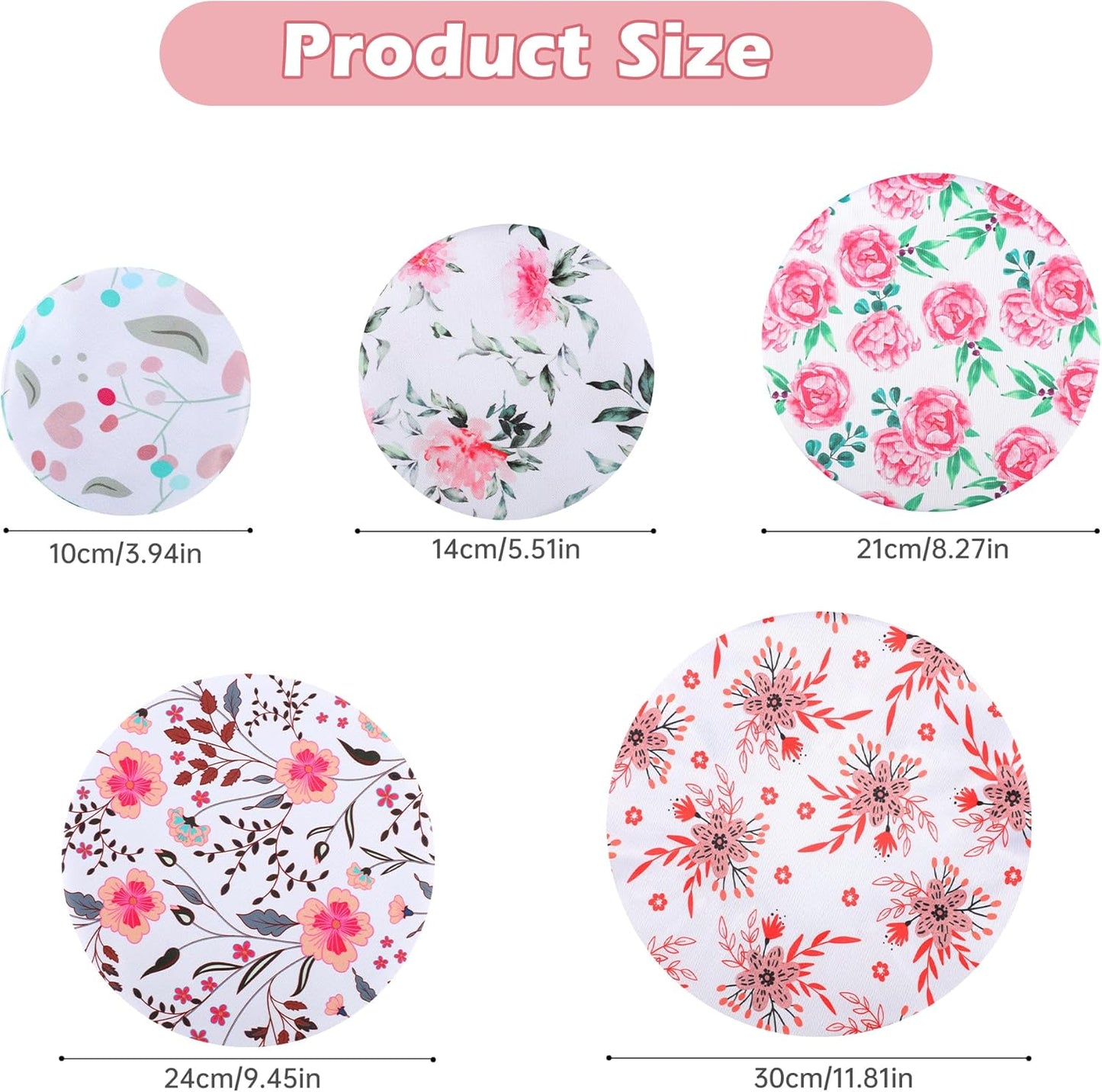 Cubiertas para tazón de pan set 5 tejido tela flores rojas
