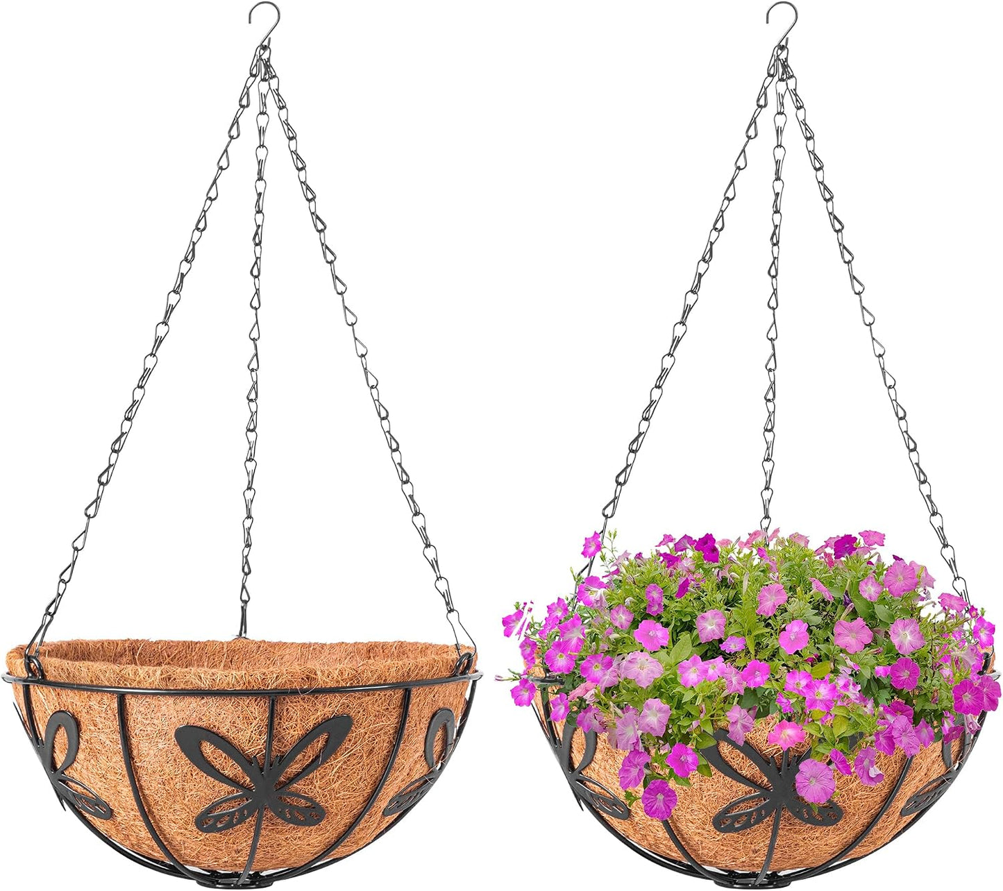Macetas colgantes 25cm alambre metal forro coco cadena