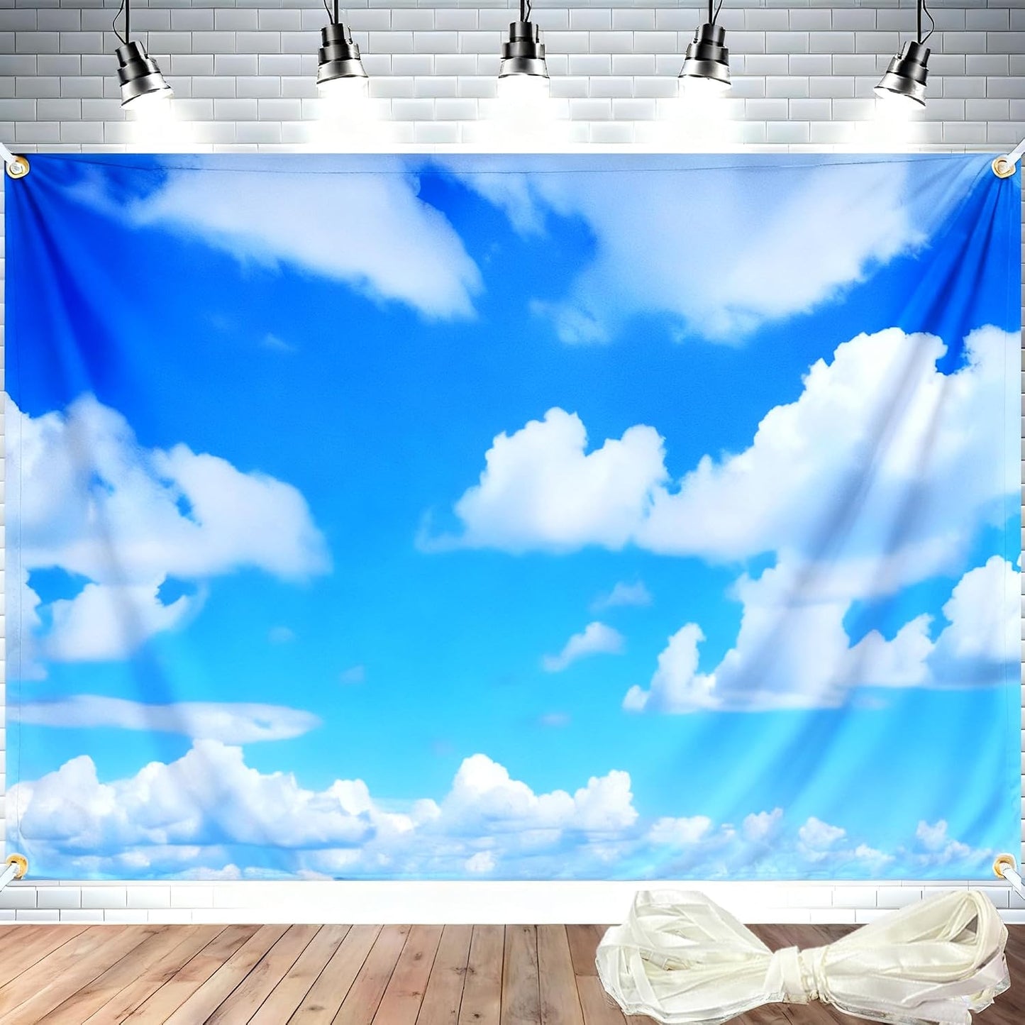 Telón nubes blancas cielo azul 7x5ft fiesta boda