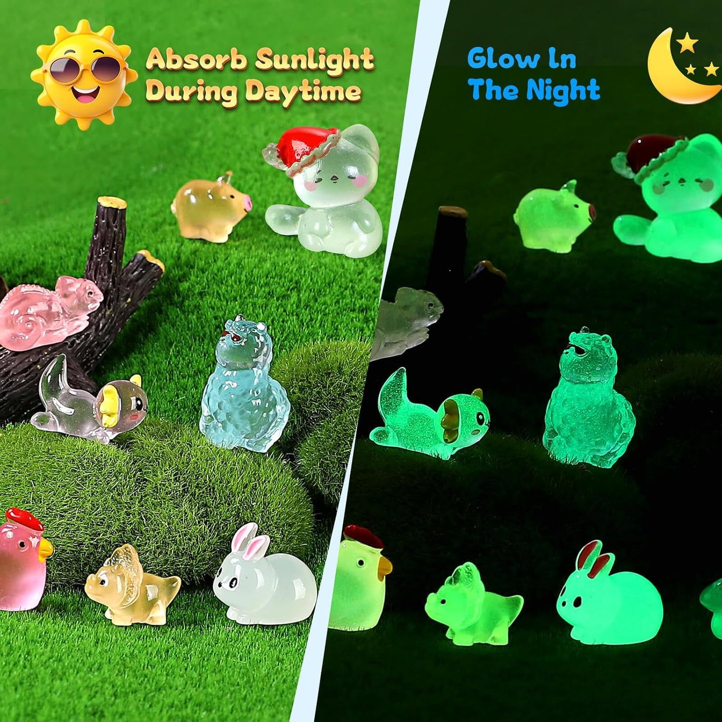 130 Pzas Figuras Luminosas Resina Animales Mini Jardín de Hadas