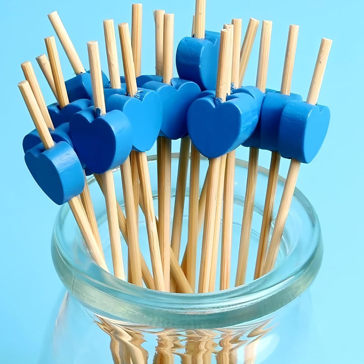 Pinzas para cócteles de bambú en forma de corazón natural 100 piezas