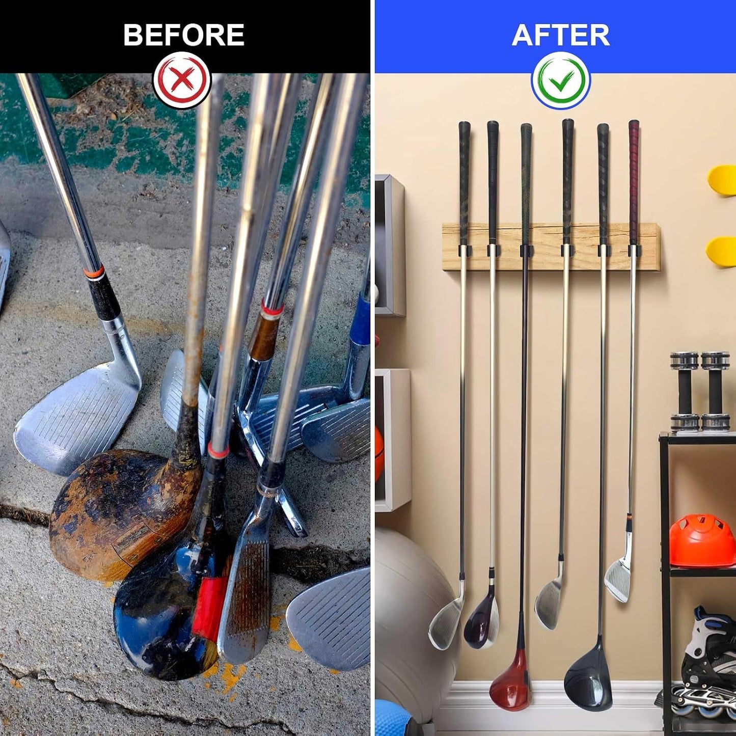 Set 30 Soportes Golf Pared Garaje con 60 S