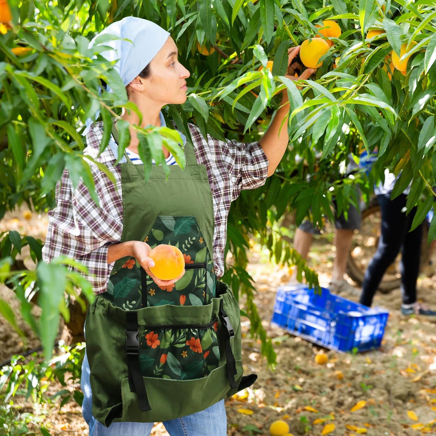 Delantal jardinería con bolsillos resistente agua