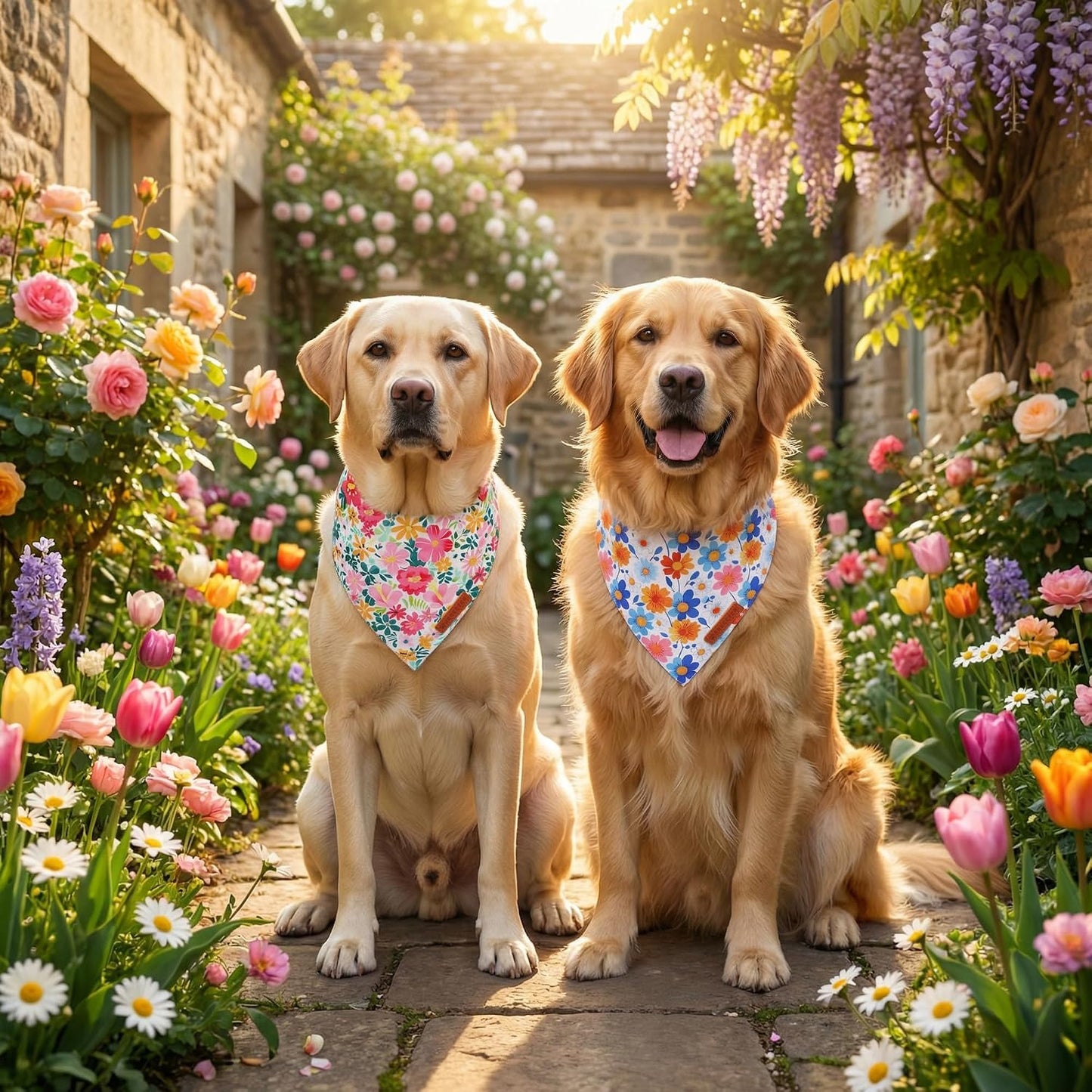 Bandana floral perros medianos y grandes varios tamaños