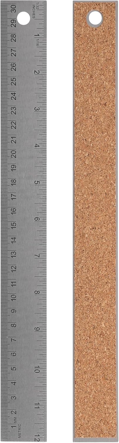 Reglas de metal 6 y 12 pulg con respaldo corcho