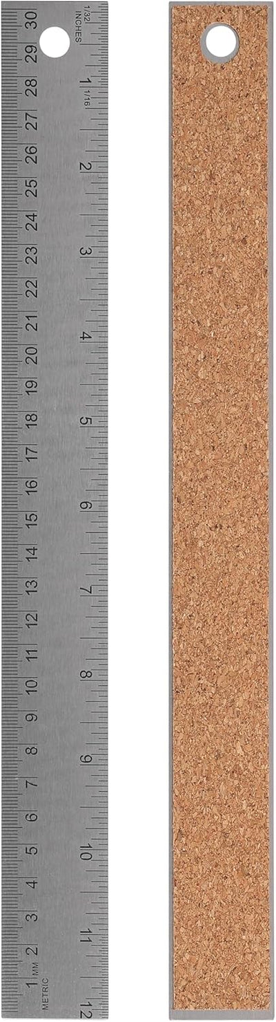 Reglas de metal 6 y 12 pulg con respaldo corcho
