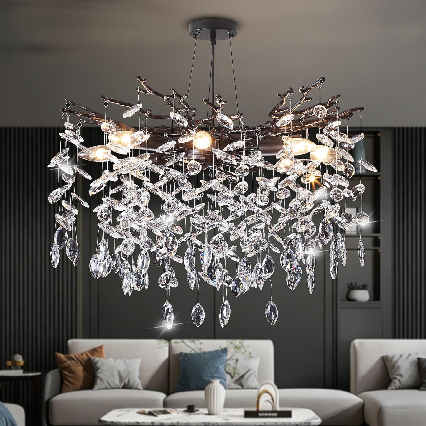 Candelabro cristal 23.6pulg 8 luces E12 para comedor