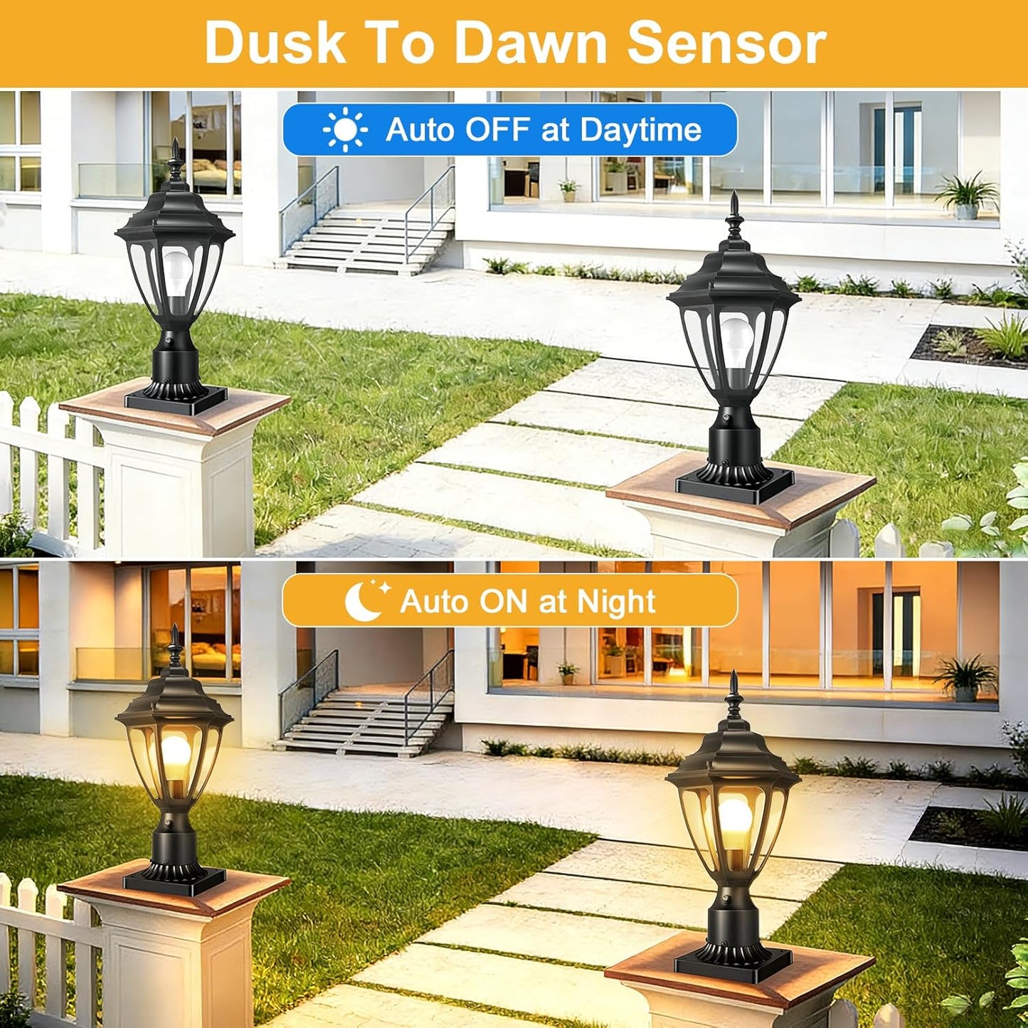 Farol poste aluminio impermeable patio jardín