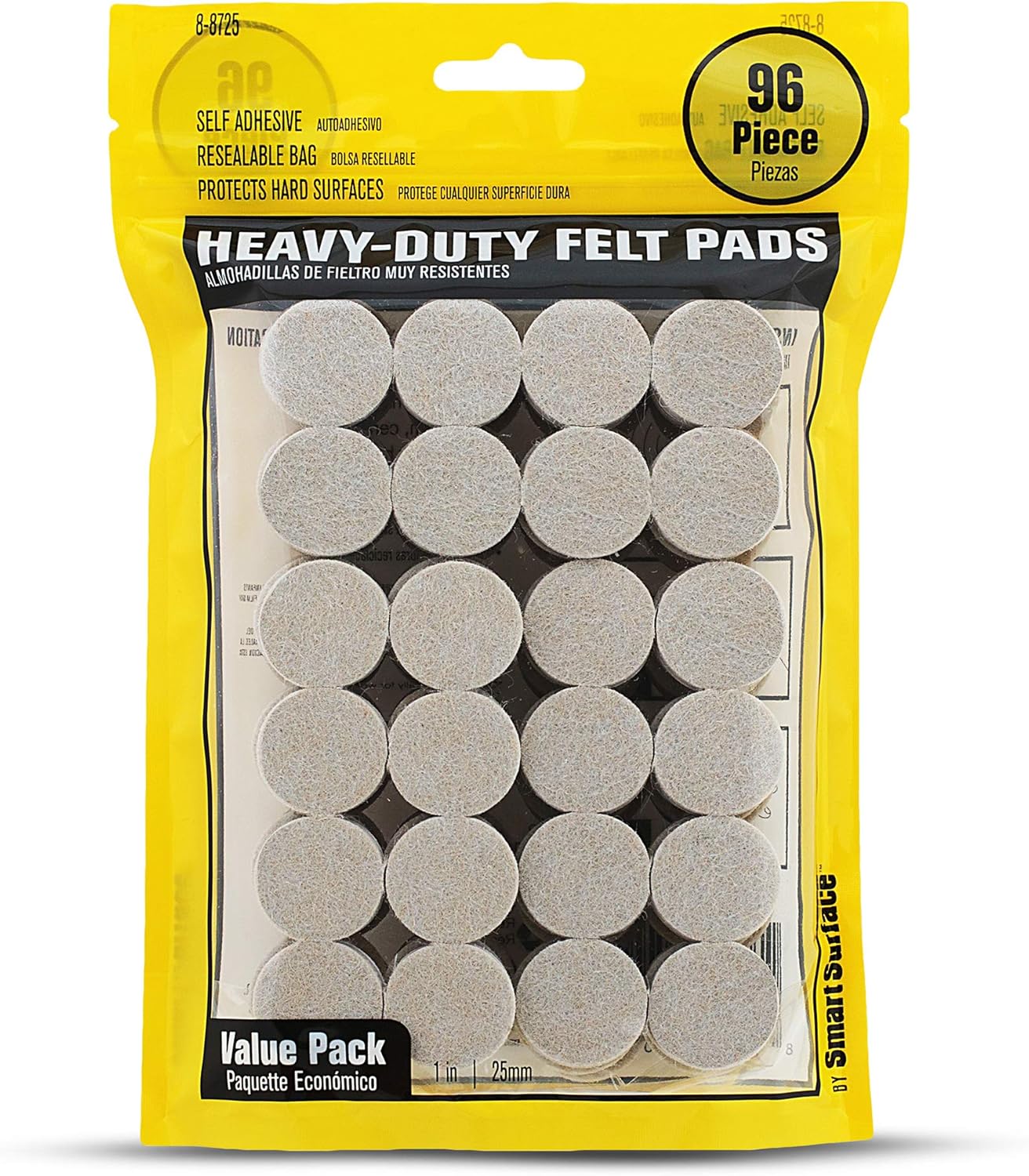 Almohadillas fieltro autoadhesivas 1pulg color avena redonda 96pzas