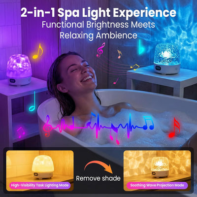 Lámpara ducha impermeable con Bluetooth y proyector 16 colores