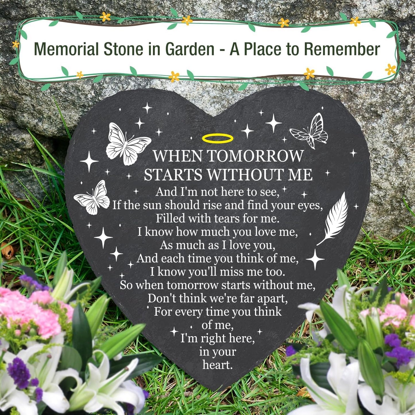 Piedra conmemorativa para jardín por pérdida de ser querido