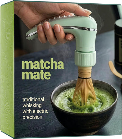 Batidor eléctrico de bambú Matcha Mate con espumador recargable y accesorios
